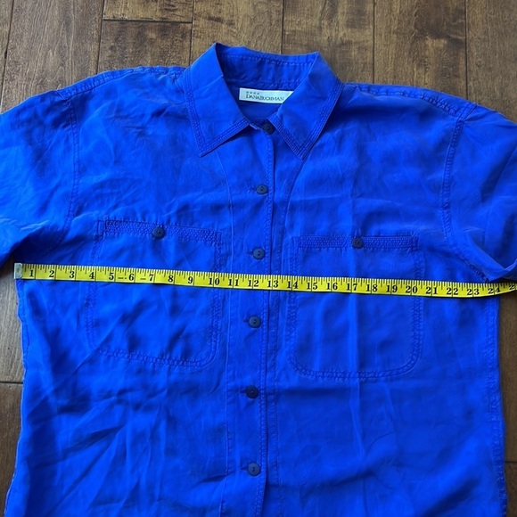 Dana  Buchman Vintage Silk buttons Down Short Sleeves blouse Size L - Picture 8 of 13